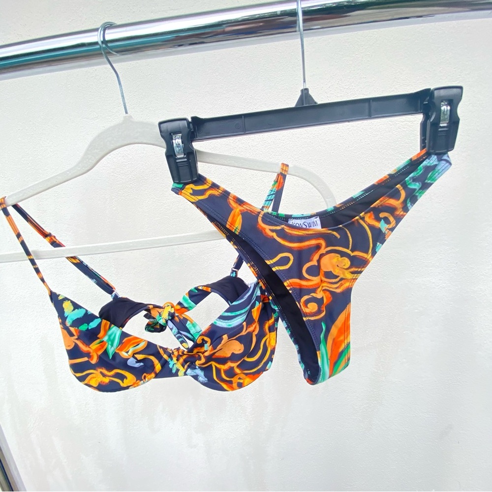 Icon Swim Blue Multicolor Baroque Bikini Set Size Small